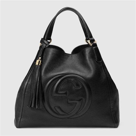 gucci black leather bucket bag|gucci handbags black leather small.